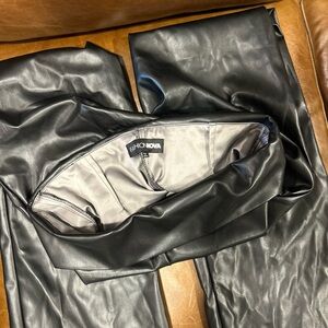 Fashion Nova Shiny Black Leather Look Pants